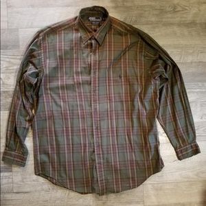Polo L Men’s plaid shirt green blue burgundy.